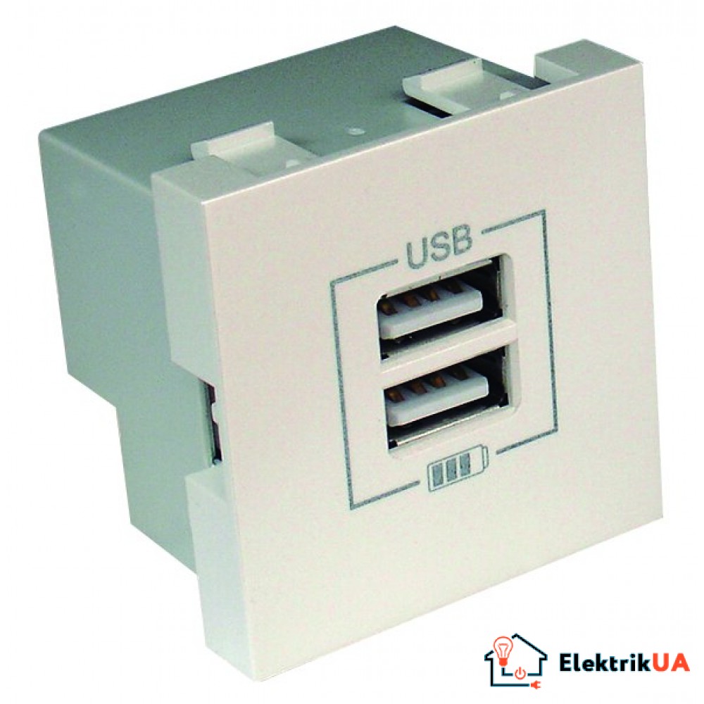 Розетка USB двойная Efapel Logus Ледяной металлик 21384 TGE